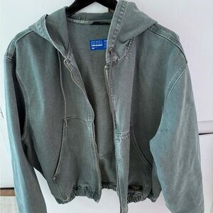Zara Green Hooded Denim Jacket